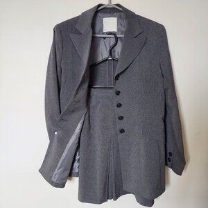 Women's Grey Pinstripe Skirt Blazer Suit Set, Size 4